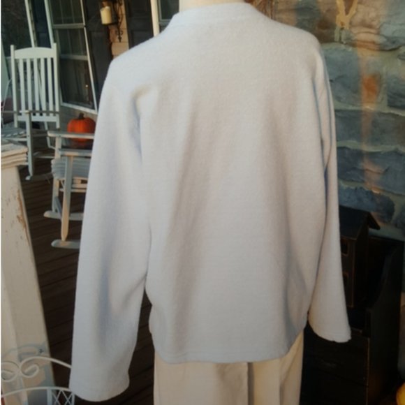 DECORATED ORIGINALS ♡ Pastel Blue Embroidered Silver|White Winter Scene Top S - Picture 15 of 18